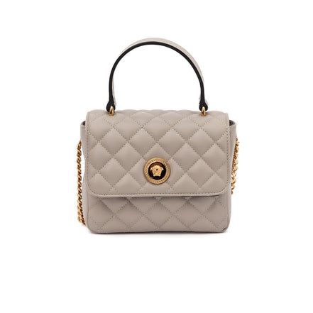 Versace Taupe Quilted Leather Handbag