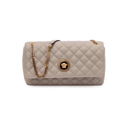 Sac à bandoulière Versace en cuir matelassé taupe