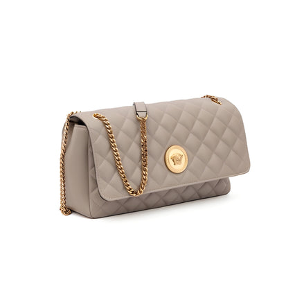 Sac à bandoulière Versace en cuir matelassé taupe