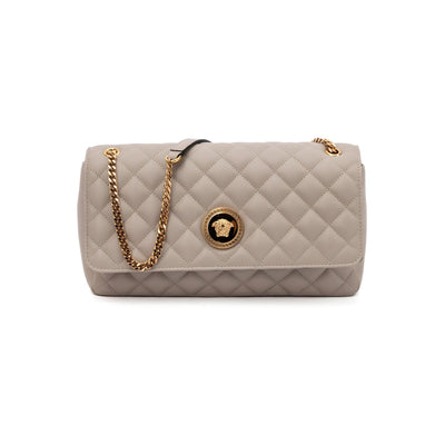 Versace Taupe Quilted Leather Shoulder Strap Bag