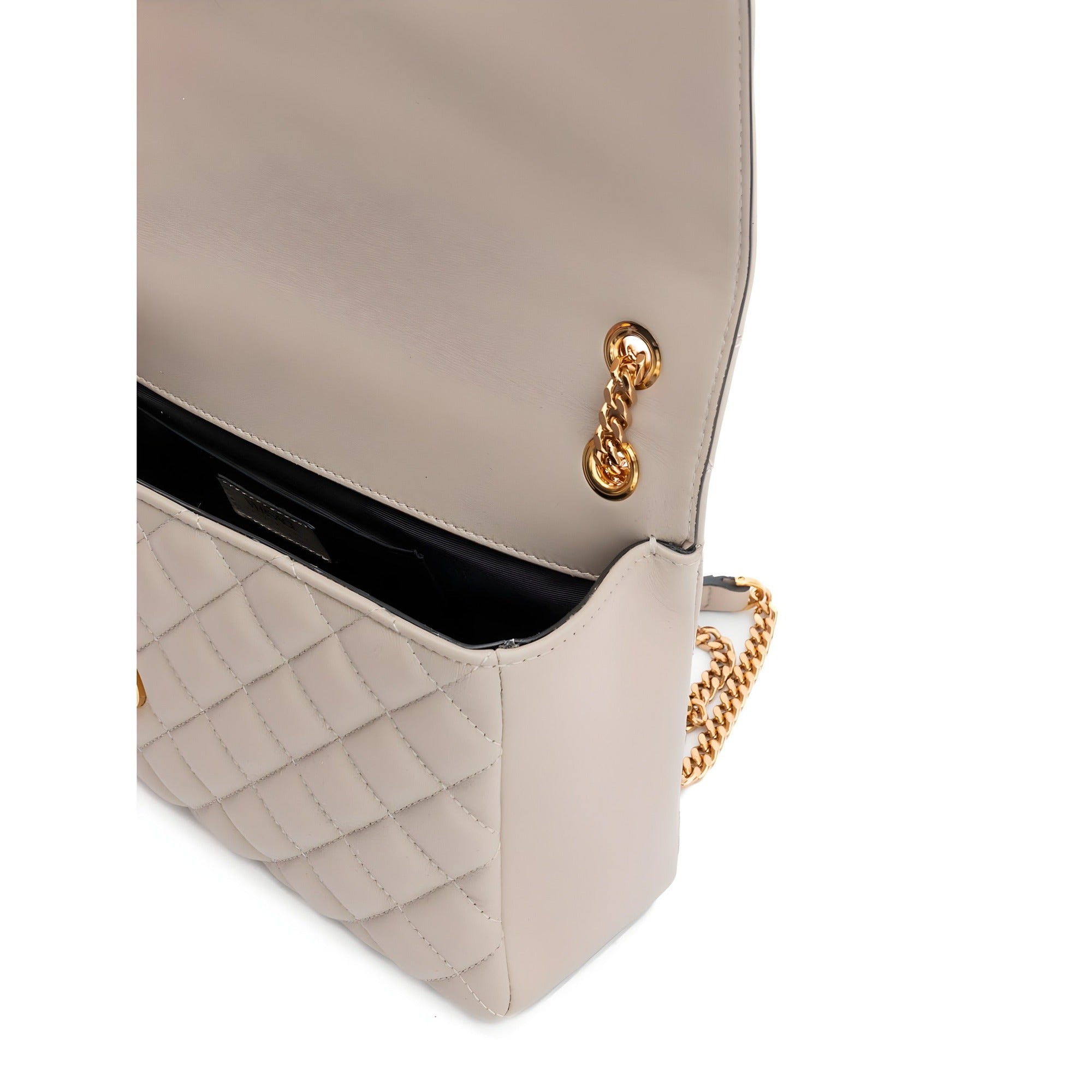 Sac à bandoulière Versace en cuir matelassé taupe