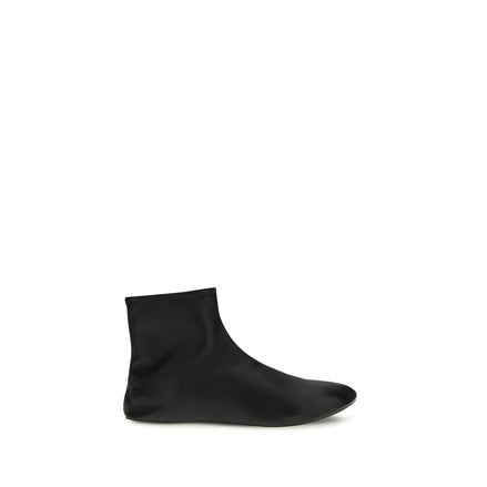 The Row Black Leather Ankle Boots