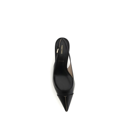 Tom Ford Black Calf Leather Mid Heel Pumps