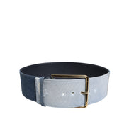 Dolce & Gabbana Two Tone Blue Denim Gold Buckle Belt