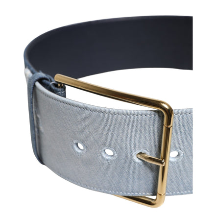 Dolce & Gabbana Two Tone Blue Denim Gold Buckle Belt