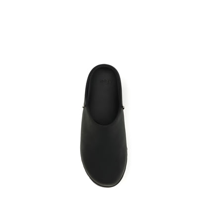 UGG Black Calf Leather Mules