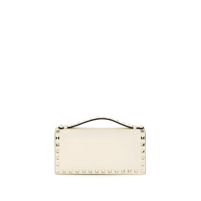 Valentino Garavani Beige Rockstud Chain Wallet