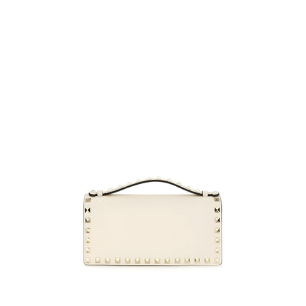 Valentino Garavani Beige Rockstud Chain Wallet