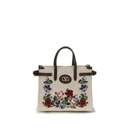 Valentino Garavani Beige Linen Shoulder Bag
