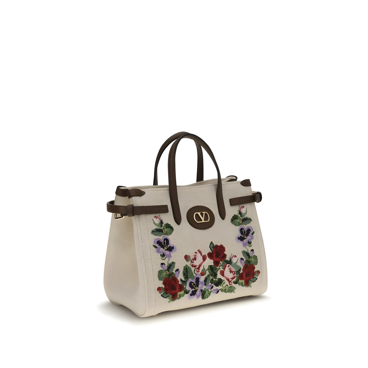 Valentino Garavani Beige Linen Shoulder Bag