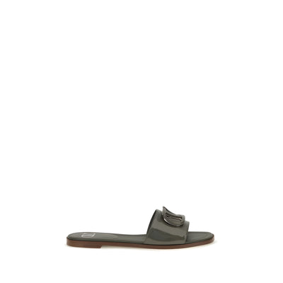 Valentino Garavani Bicolor Calf Leather Flat Sandals