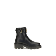Valentino Garavani Black Calf Leather Ankle Boots