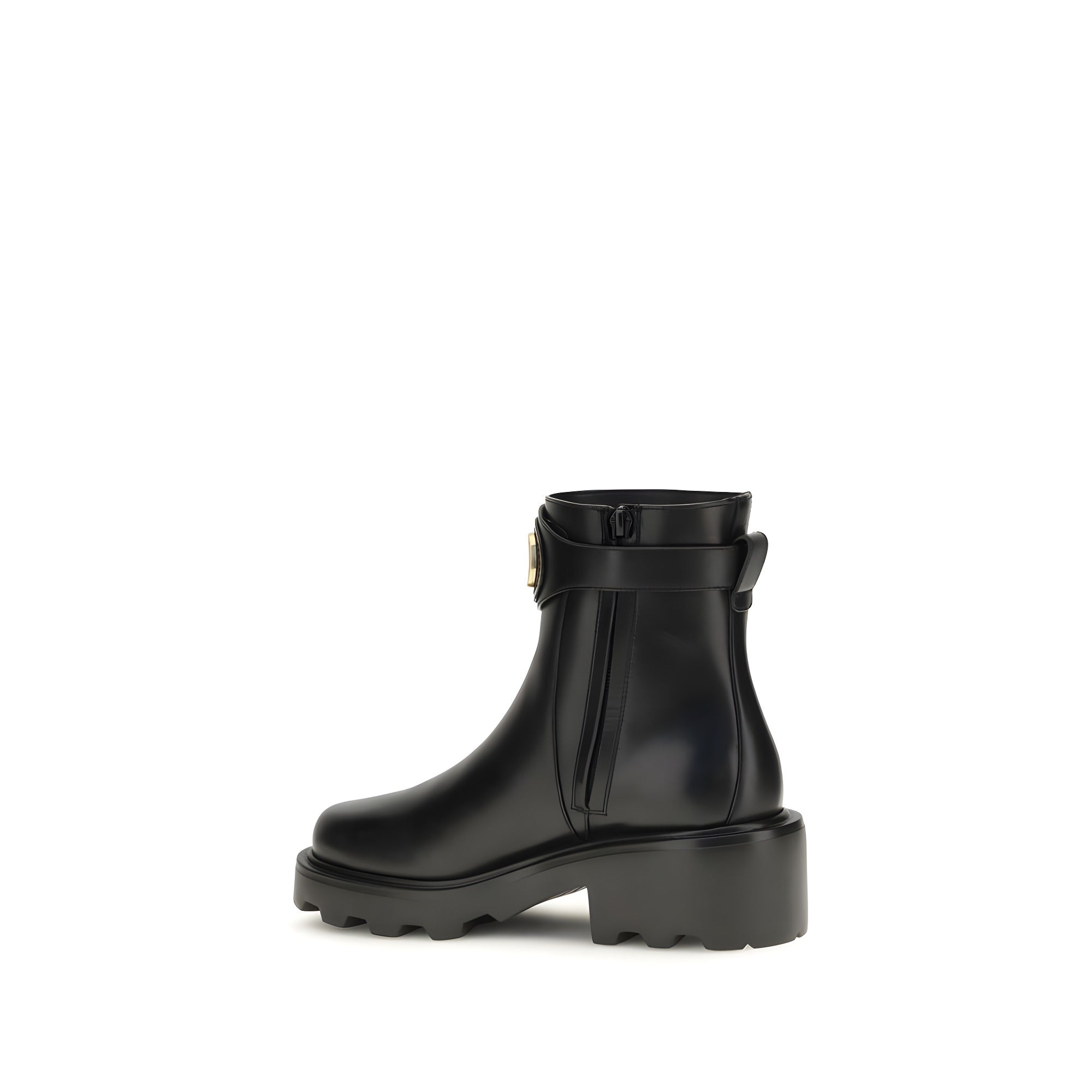 Valentino Garavani Black Calf Leather Ankle Boots