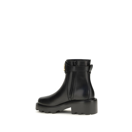 Valentino Garavani Black Calf Leather Ankle Boots