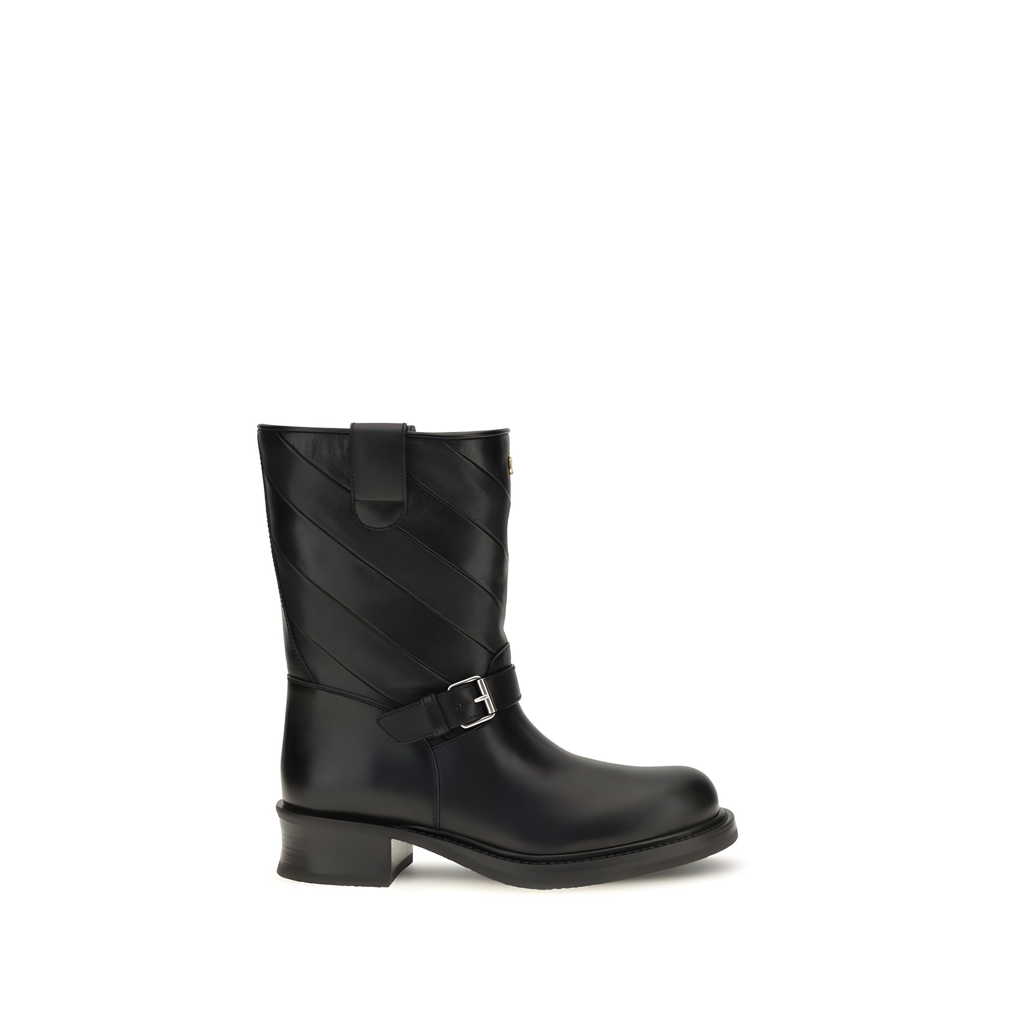Valentino Garavani Black Calf Leather Ankle Boots