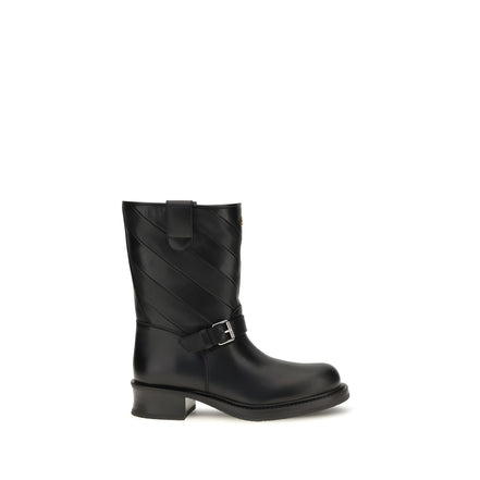 Valentino Garavani Black Calf Leather Ankle Boots