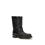 Valentino Garavani Black Calf Leather Ankle Boots