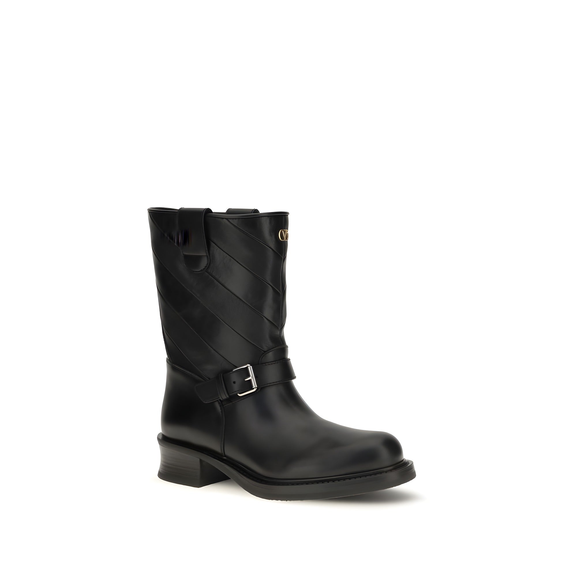 Valentino Garavani Black Calf Leather Ankle Boots