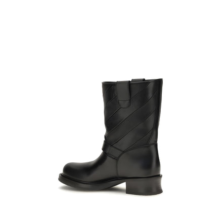 Valentino Garavani Black Calf Leather Ankle Boots