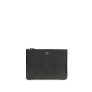 Valentino Garavani Black Calf Leather Bos Taurus Clutch Bag