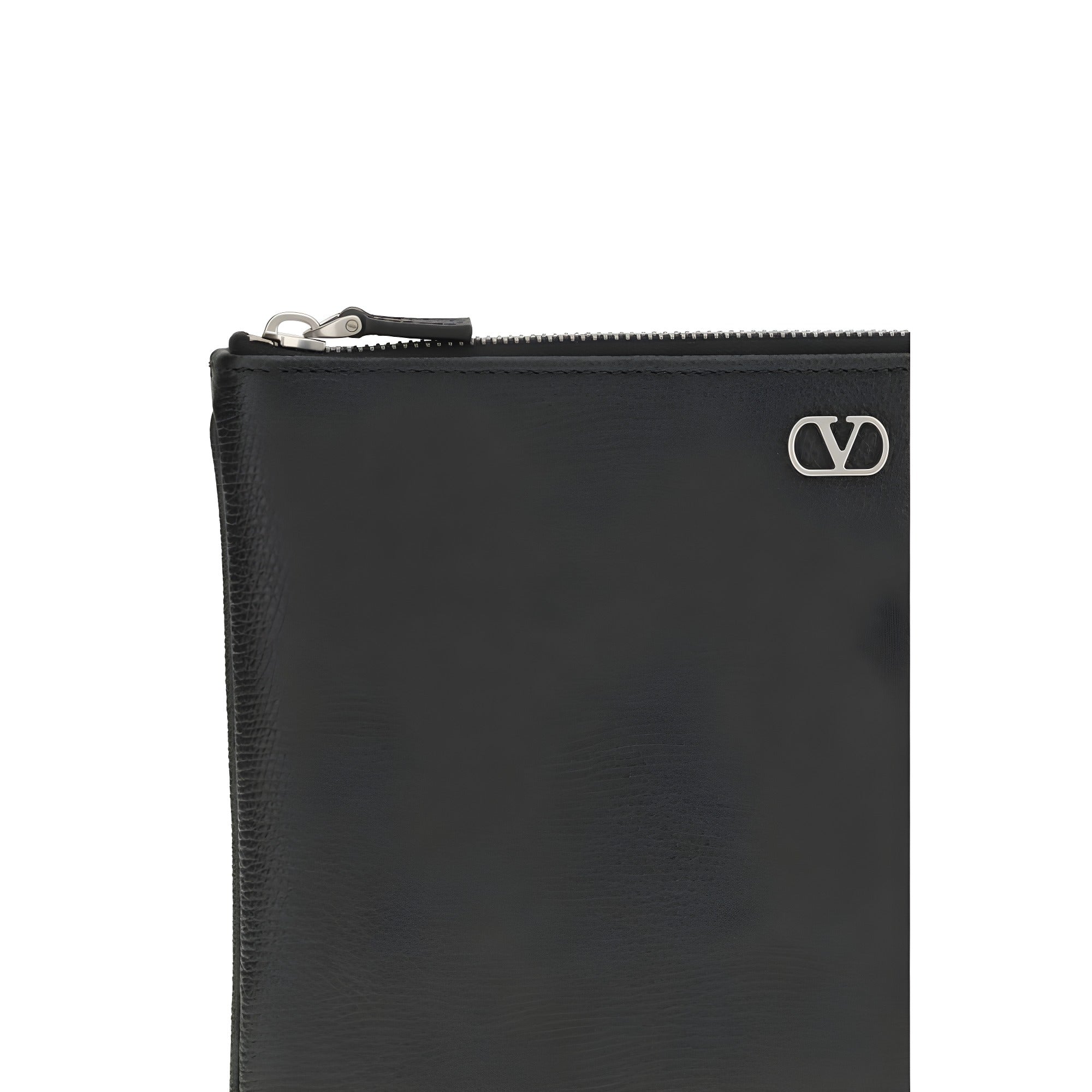 Valentino Garavani Black Calf Leather Bos Taurus Clutch Bag