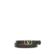 Valentino Garavani Black Calf Leather Regular Belt