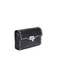 Valentino Garavani Black Calf Leather Shoulder Bag