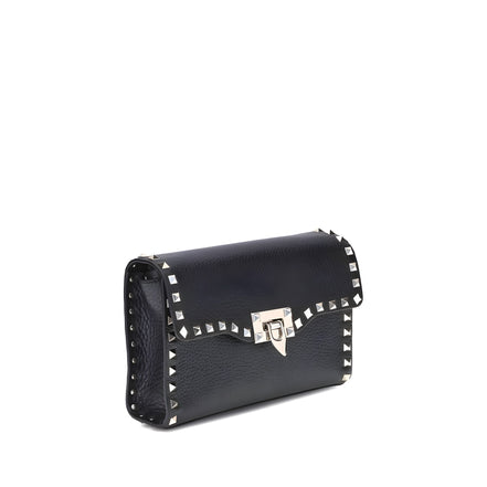 Valentino Garavani Black Calf Leather Shoulder Bag