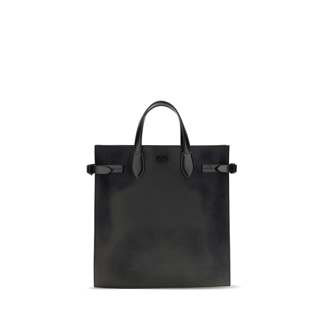 Valentino Garavani Black Calf Leather Shoulder Bag