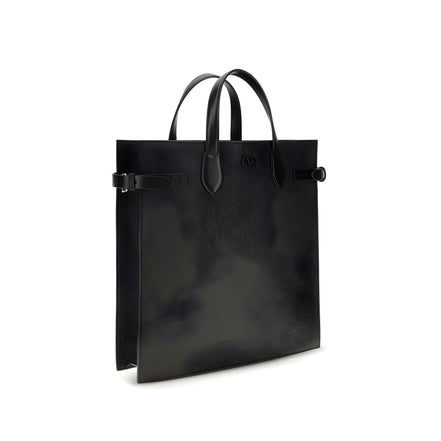 Valentino Garavani Black Calf Leather Shoulder Bag
