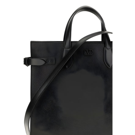 Valentino Garavani Black Calf Leather Shoulder Bag