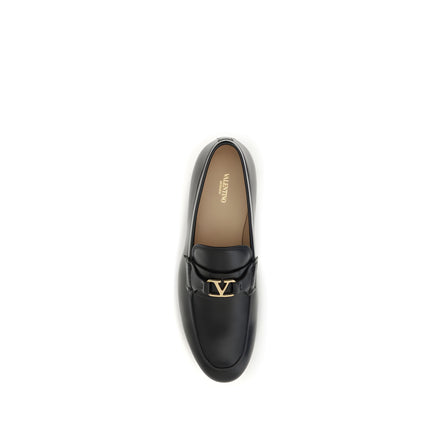 Valentino Garavani Black Calf Leather Slip-On Loafers