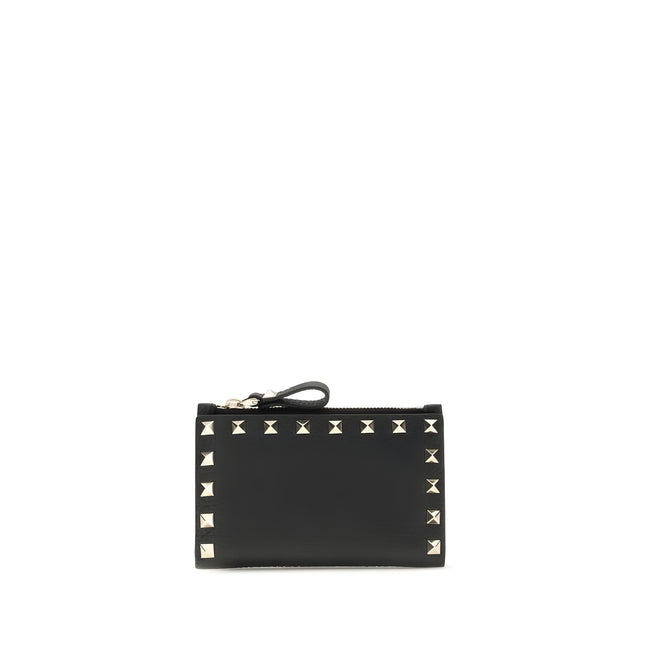 Valentino Garavani Black Calf Leather Card Holder