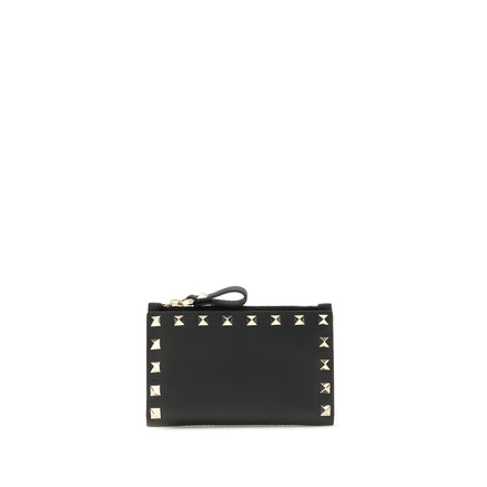 Valentino Garavani Black Calf Leather Card Holder