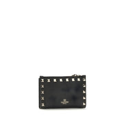 Valentino Garavani Black Calf Leather Card Holder