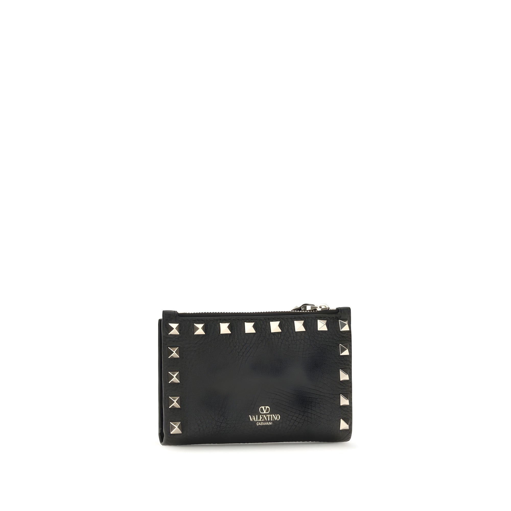 Valentino Garavani Black Calf Leather Card Holder