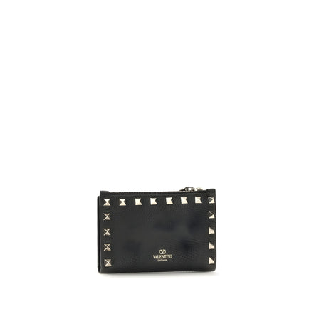 Valentino Garavani Black Calf Leather Card Holder