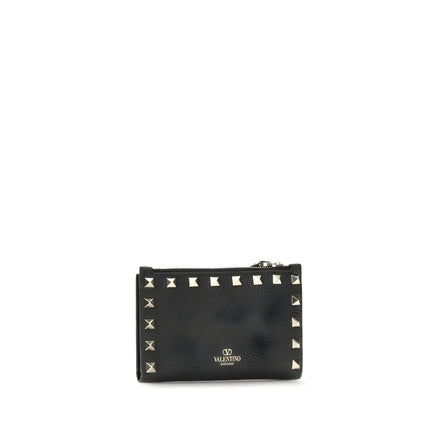Valentino Garavani Black Calf Leather Card Holder