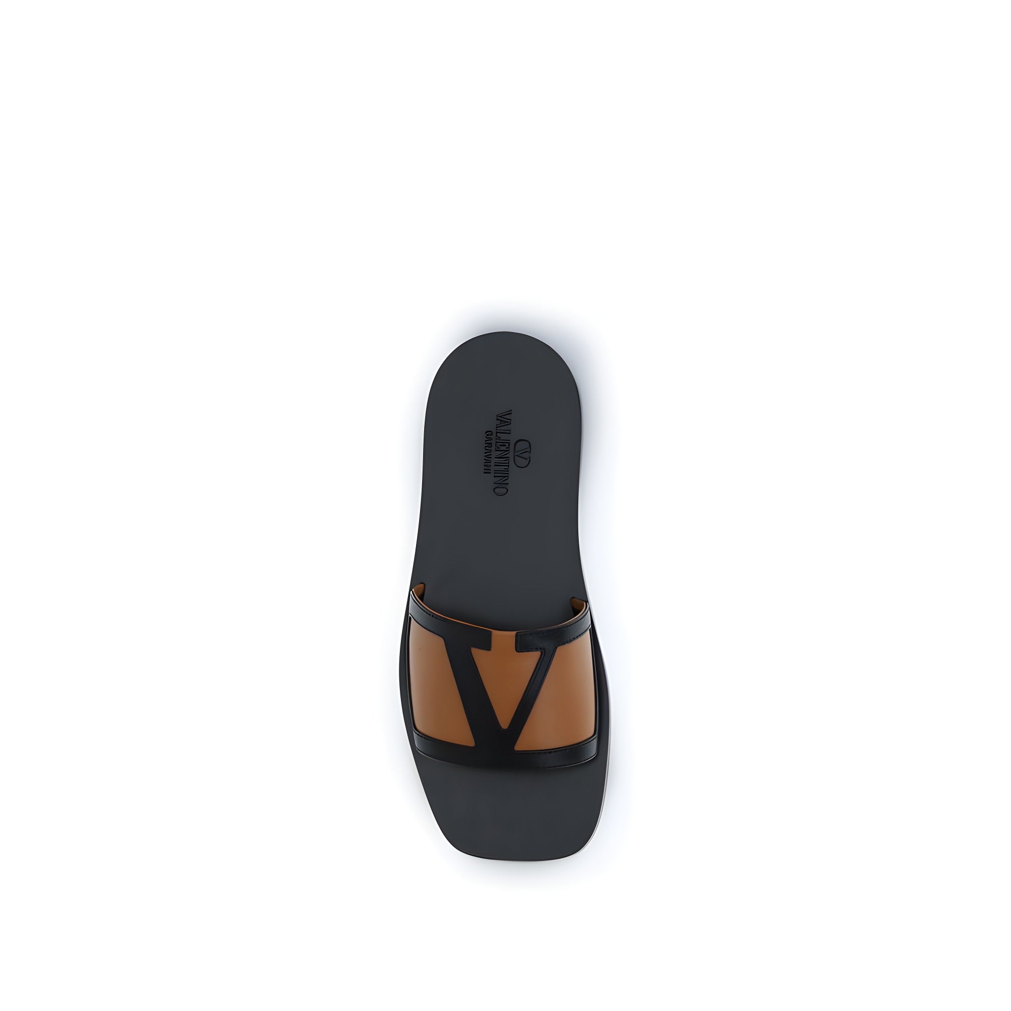 Valentino Garavani Black Calf Leather Flat Sandals