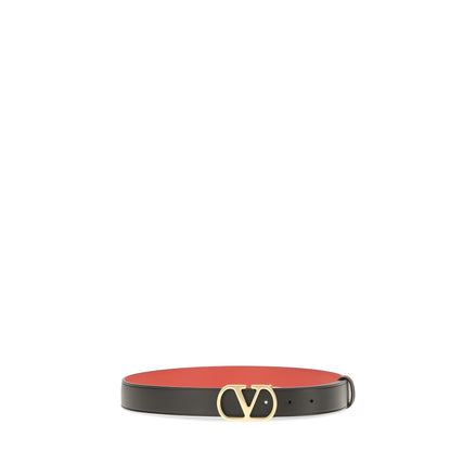 Valentino Garavani Black Calf Leather Regular Belt