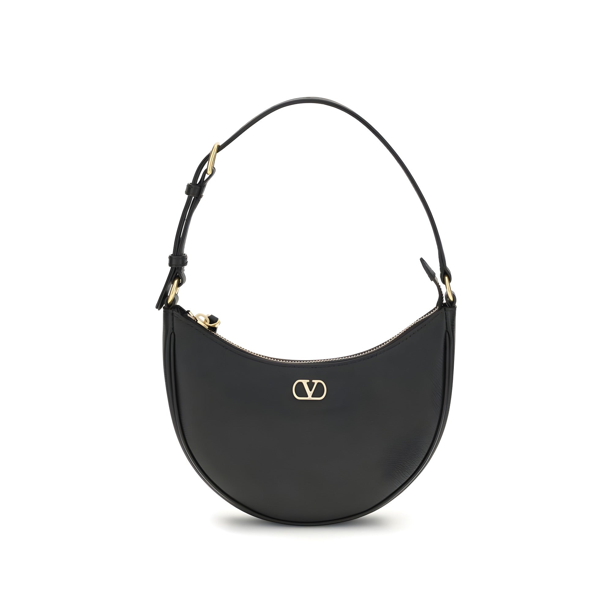 Valentino Garavani Black Calf Leather Shoulder Bag