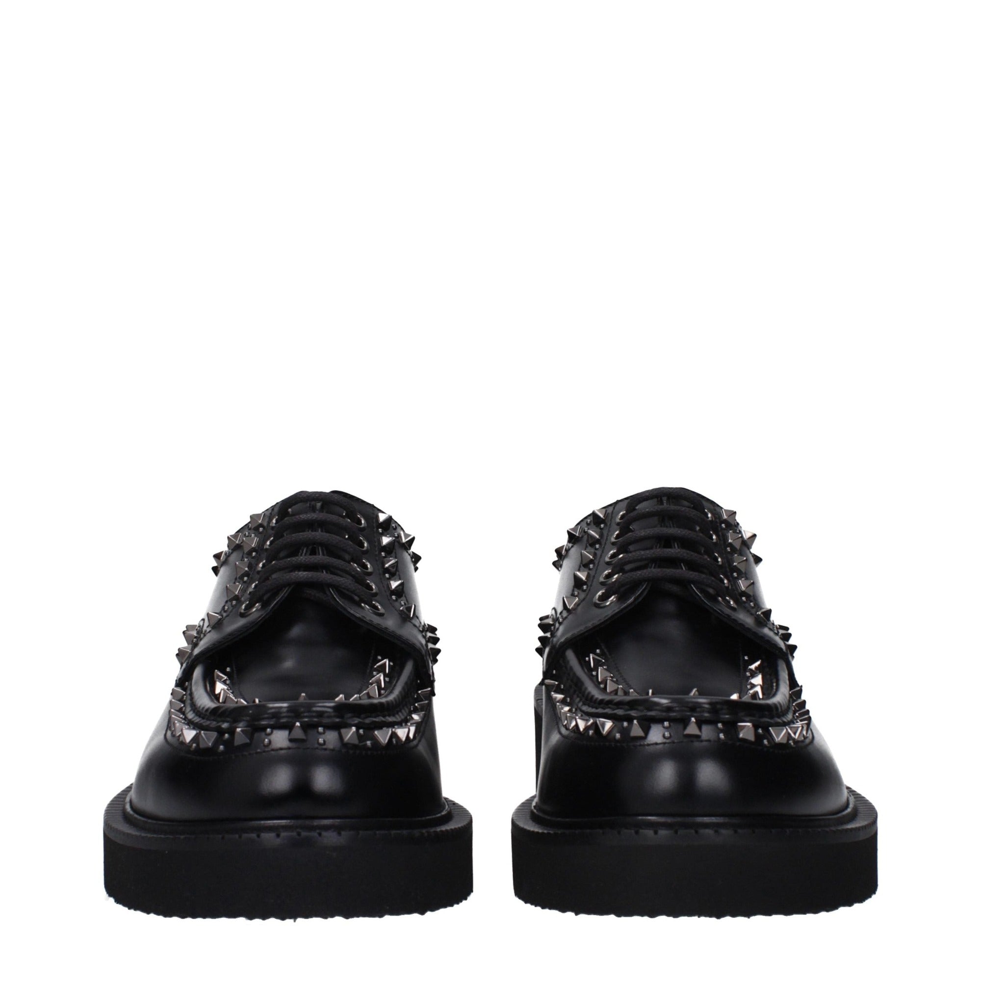 Valentino Garavani Black Leather Oxfords And Derbies