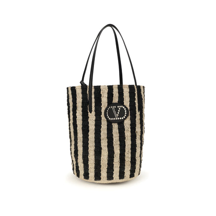 Valentino Garavani Black Raffia Bucket Bag