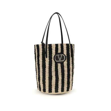 Valentino Garavani Black Raffia Bucket Bag