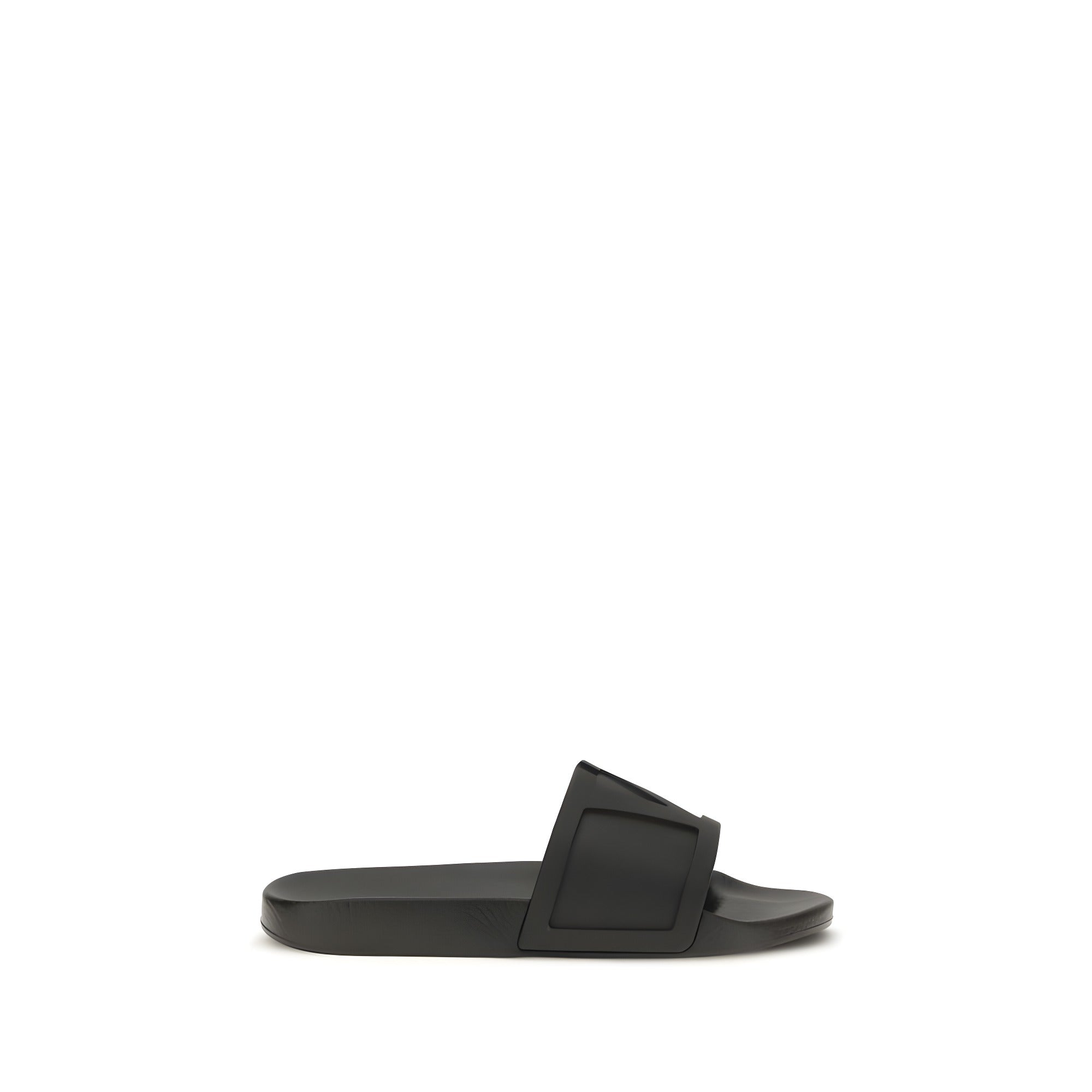 Valentino Garavani Black Rubber Flat Sandals
