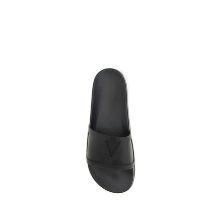 Valentino Garavani Black Rubber Flat Sandals