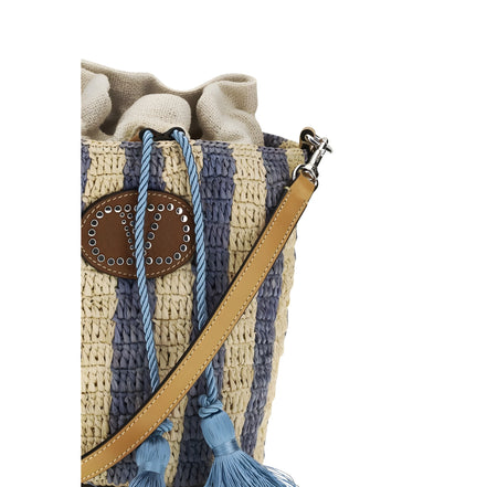 Sac seau Valentino Garavani en raphia bleu