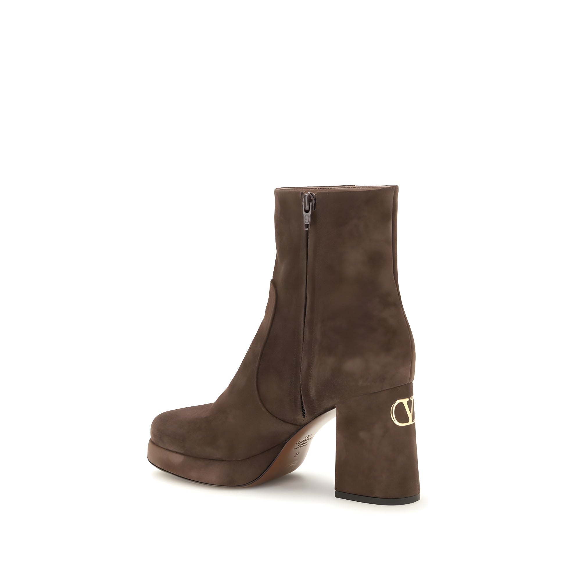 Valentino Garavani Brown Calf Leather Ankle Boots