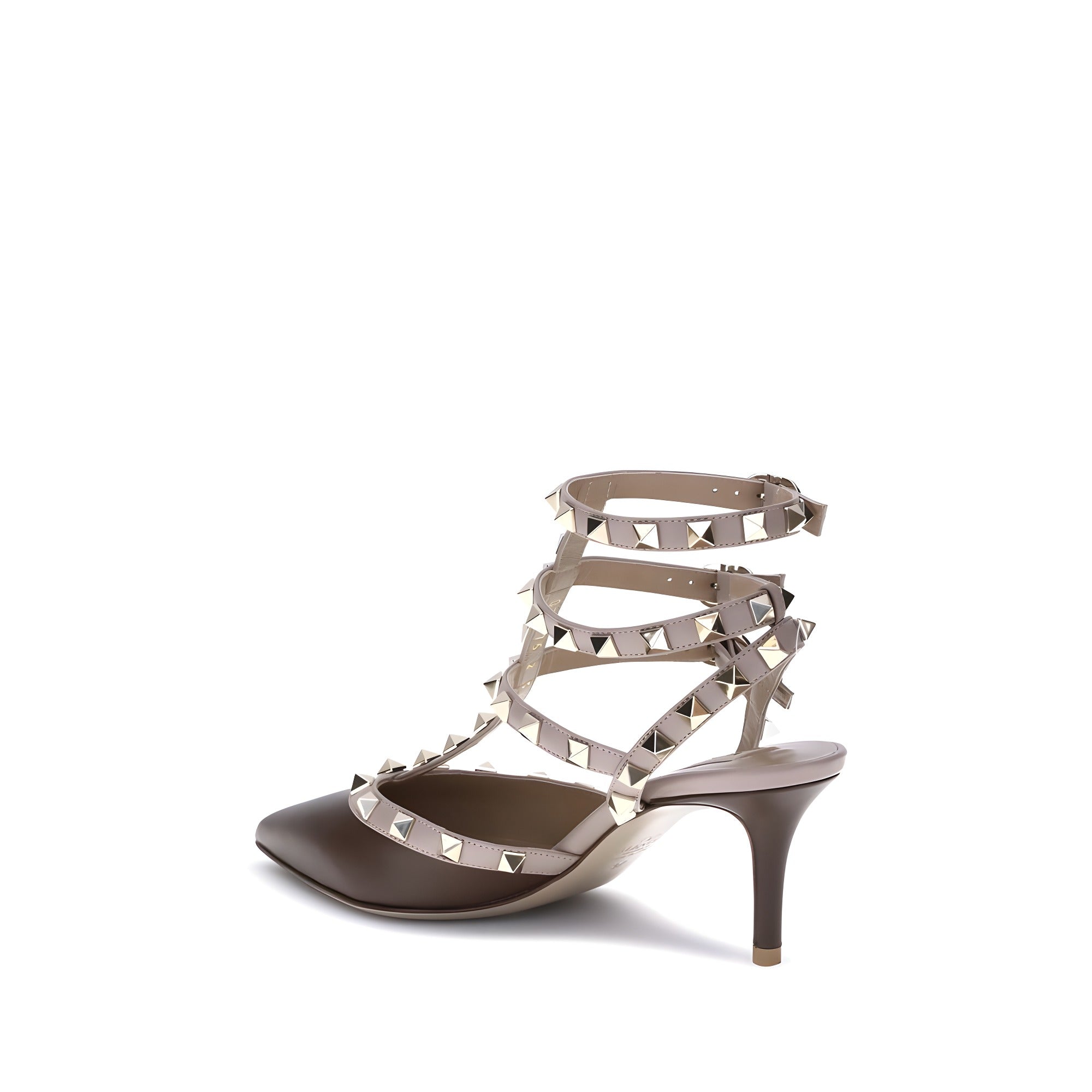 Valentino Garavani Brown Calf Leather Mid Heel Pumps