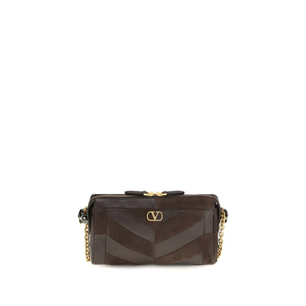 Valentino Garavani Brown Calf Leather Shoulder Bag